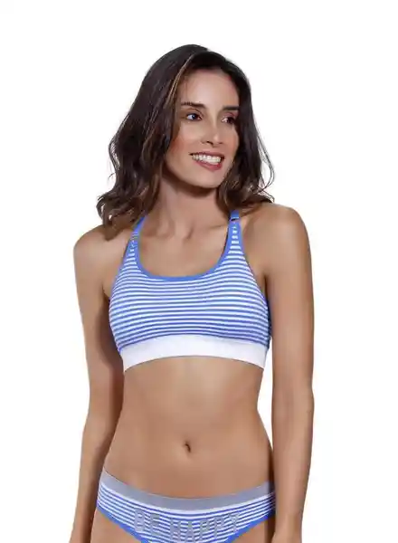 Top Corto Para Mujer Azul Talla L Bronzini