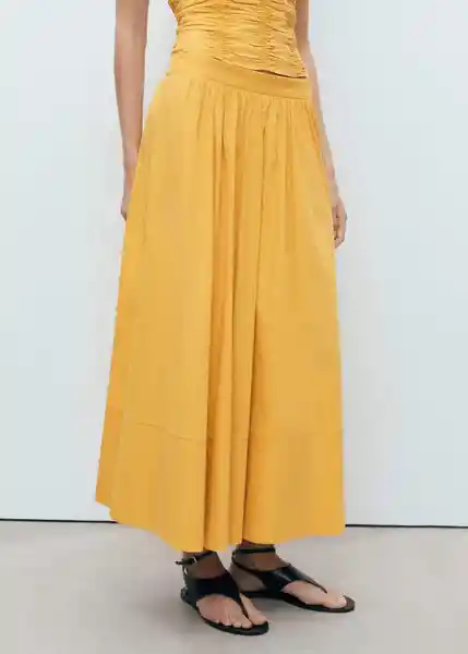 Falda Sunny Mostaza Talla 36 Mujer Mango