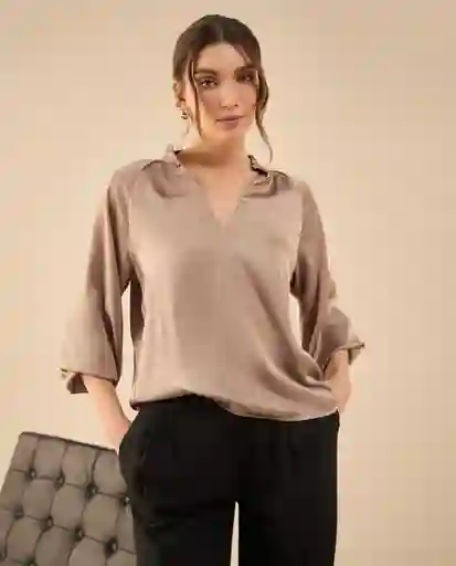 Camisa Twill Beige Medio Talla L 412G004 Esprit