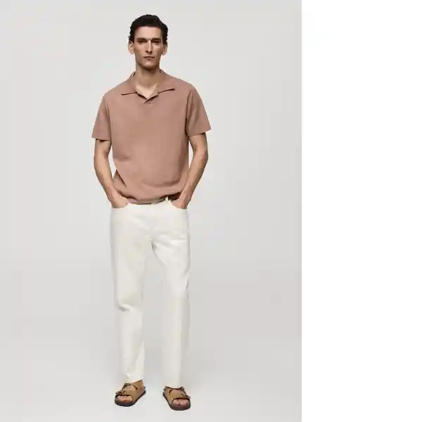 Camisa Polo Lino Nude Talla L Hombre Mango