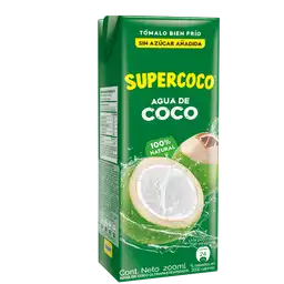 Supercoco Agua de Coco 100 % Natural sin Azúcar Añadida