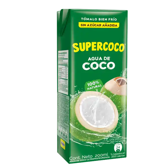 Supercoco Agua de Coco 100 % Natural sin Azúcar Añadida