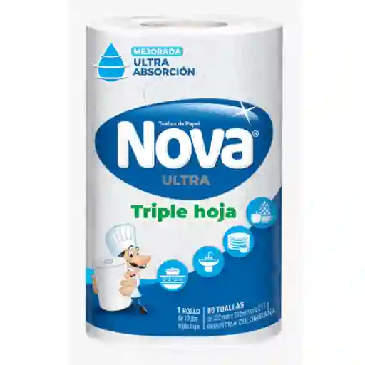 Toalla Nova Papel Triple Hoja Rollo (1 Und)