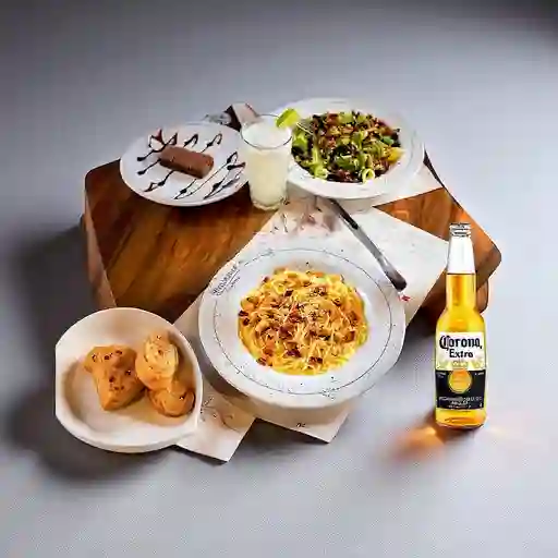 Combo Spaghetti Carbonara + Corona 330 ml