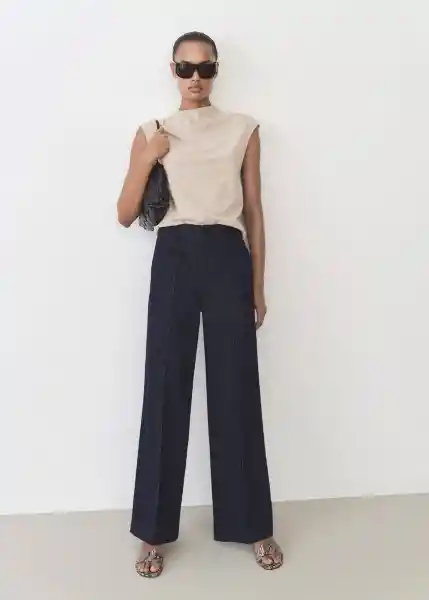 Pantalón Alba Tejano Soft Talla M Mujer Mango