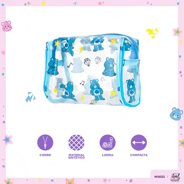 Cosmetiquera Care Bears Transparente Multi Print Azul Miniso