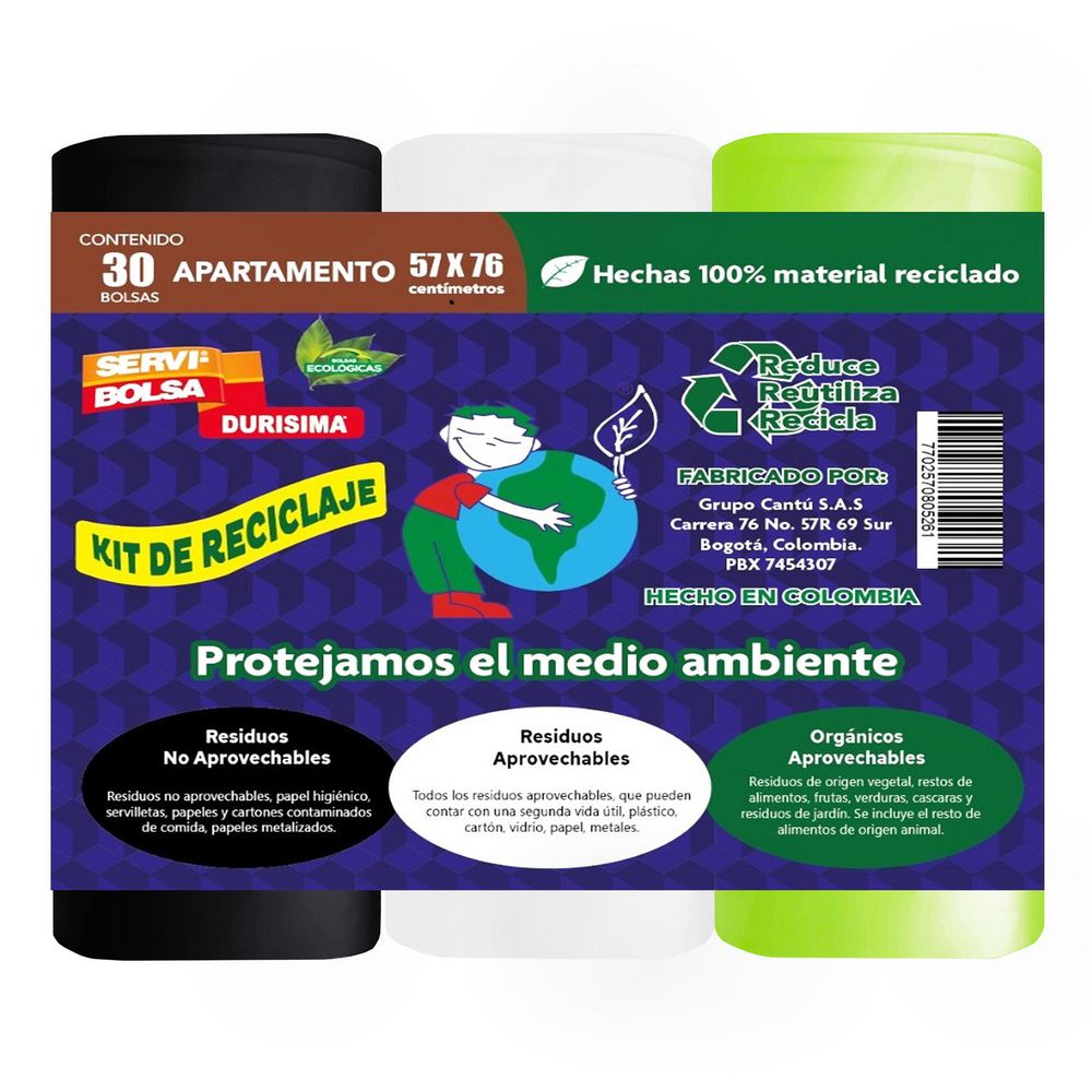 Servibolsa Set Bolsa Reciclaje Bolsa Tipo Apartamento 3 und