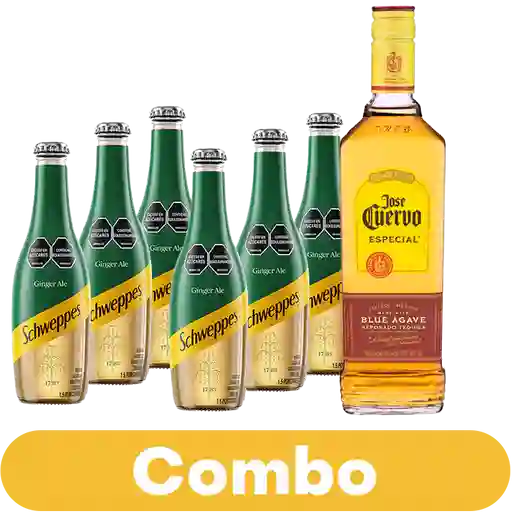 Combo Gaseosa Schweppes Ginger 300 mL 6 Unds + Tequila