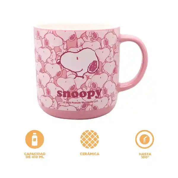 Taza Cerámica de Snoopy Rosa 410 mL Miniso