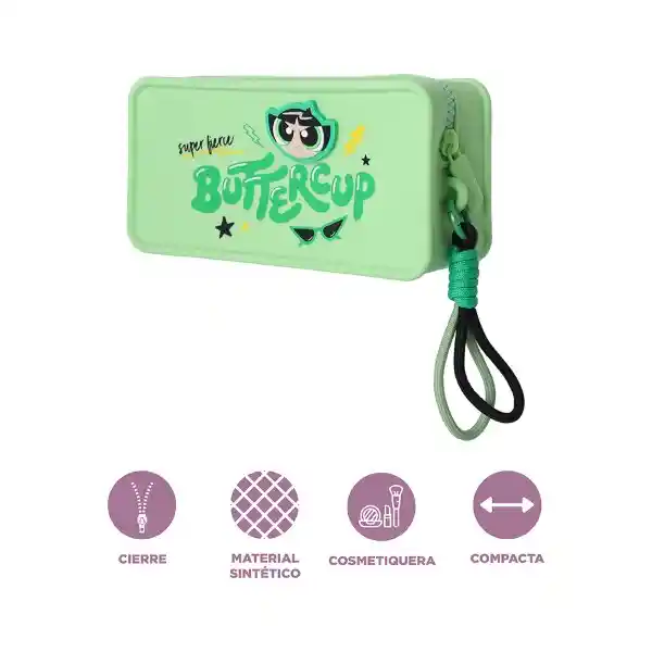 Cosmetiquera Serie Chicas Súper Poderosas Verde Cuadrada Miniso