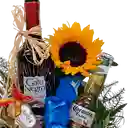 Arreglo Floral Mini en Girasol Con Cerveza y Vino