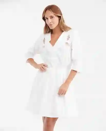 Vestido Corto Poplin Embroidery Dress Blanco 0 Claro S Chevignon