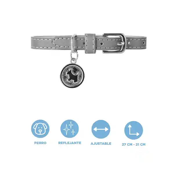 Collar Para Mascotas Dije Redondo Serie Silver Gray Miniso