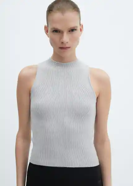 Top Gasparin Gris Talla M Mujer Mango