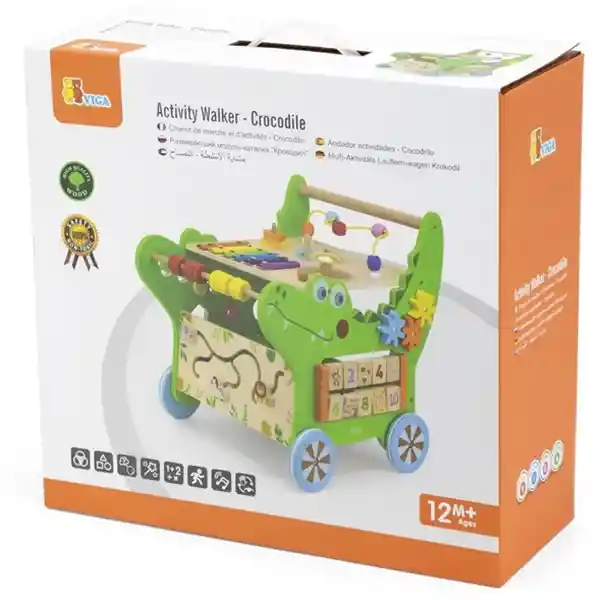 Viga Andadera Con Actividades Cocodrilo en Madera