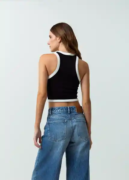 Camiseta Mujer Negro Puro Ultra Oscuro Talla L 402G032 Naf Naf