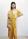Vestido Oliva Mostaza Talla S Mujer Mango
