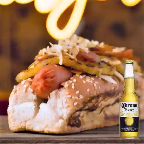 Combo Dog Hawaiano + Cerveza Corona Bot. 355ml