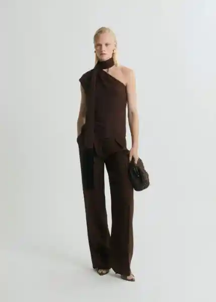 Blusa Flequi Marrón Talla M Mujer Mango