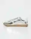 Tenis Cortos Silver Gris Plata Claro Talla 36 Chevignon