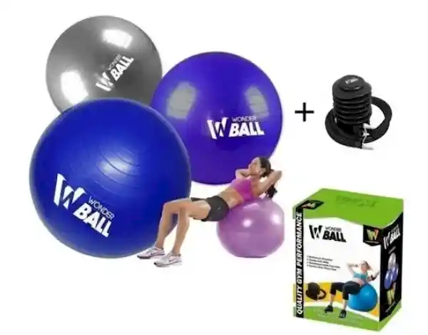 Wonder Sport Balón Pilates Con Inflador 65 cm