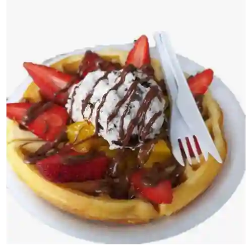 Waffle de Nutella, Durazno y Helado