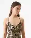 Vestido Animal Print Dress Beige Caqui Medio Talla S Chevignon