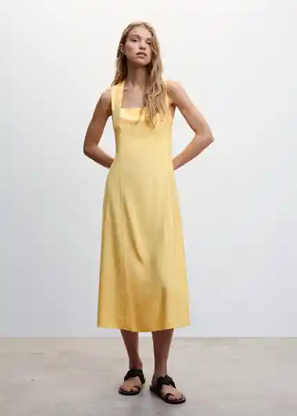 Vestido Boscol-H Amarillo Pastel Talla L Mujer Mango