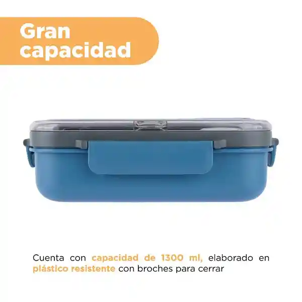 Contenedor Para Alimentos Azul y Negro 1300 mL Miniso