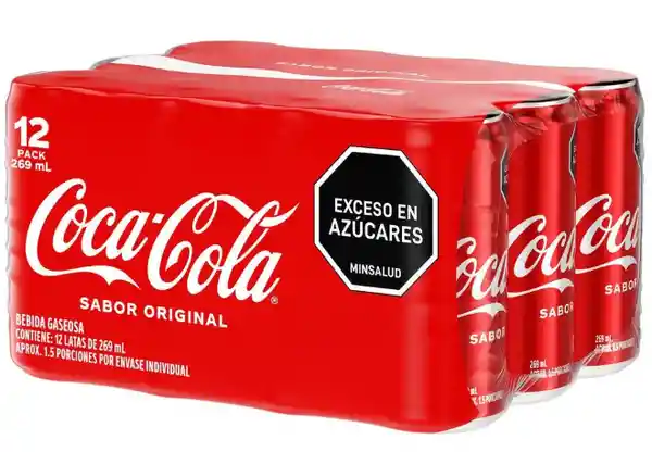 Gaseosa Coca-Cola Sabor Original en Lata 269 ml x12 Unds