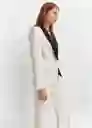 Blazer Americana Smoking Blanco Talla L Mujer Mango