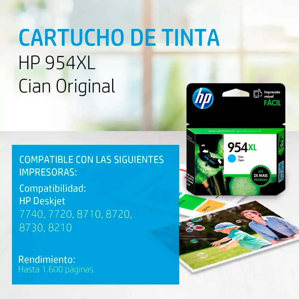 Hp Cartucho de Tinta 954Xl Cian