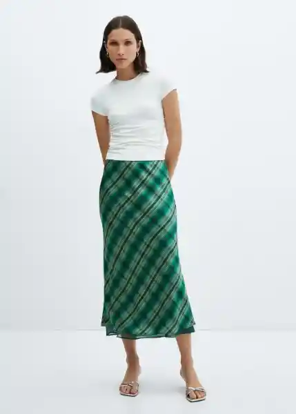 Falda Scot Verde Talla XS Mujer Mango