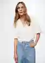 Blusa Tapu-W Offwhite Talla L Mujer Mango