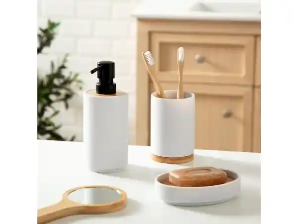 Jabonera Bambú Blanco Casaideas