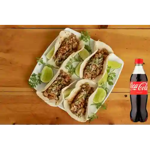 Tacos Carne Al Chipotle Ron *4 +Cocacola Org 255 ml