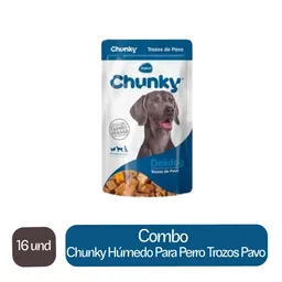 16 x Chunky Alimento Humedo Para Perro Tozos Pavo 100 g