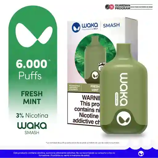 WAKA SMASH Vape Fresh Mint-3% 6000 puff