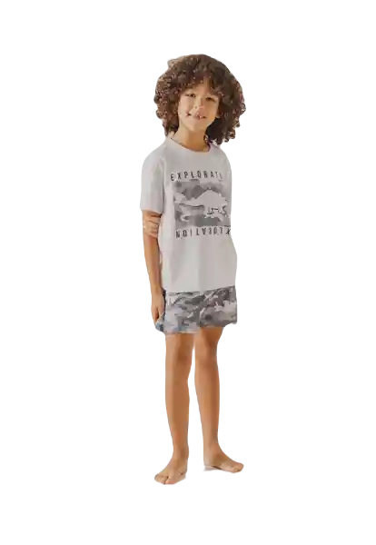 Pijama Camiseta Manga Corta y Pantalón Corto Gris Talla 4