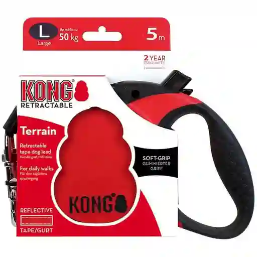 Kong Correa Para Perro Retráctil Terrain Roja L