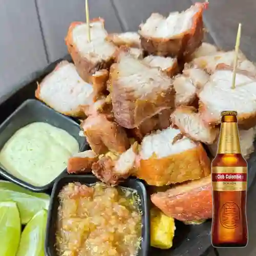 Combo Porcion Chicharron + Club col. Dorada Bot. 330ml