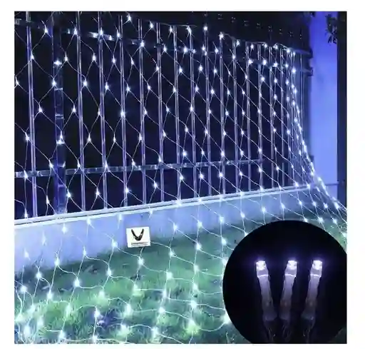 Luces De Navidad Tipo Malla Luz Led Blanca 1.2 X 1.2 Metros 80 Bombillos Aprox Cable Siliconado Extensión De Luz Decoración Navideña
