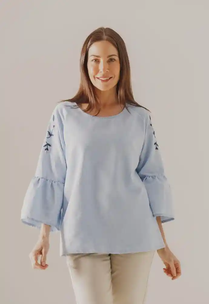 Blusa Manga 3/4 Azul Claro Talla XXL