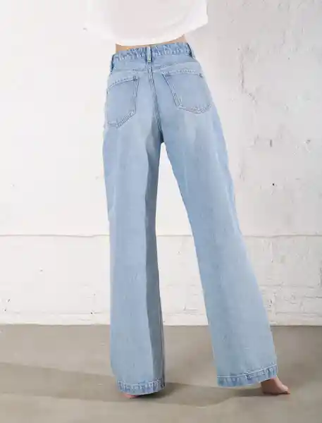 Jean Tiro Alto Con Rotos Azul Índigo Claro Talla 6 Mujer Naf Naf