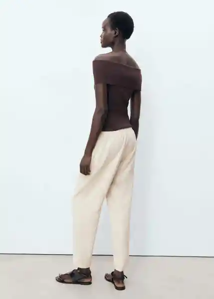 Pantalón Fluido Beige Talla XS Mujer Mango