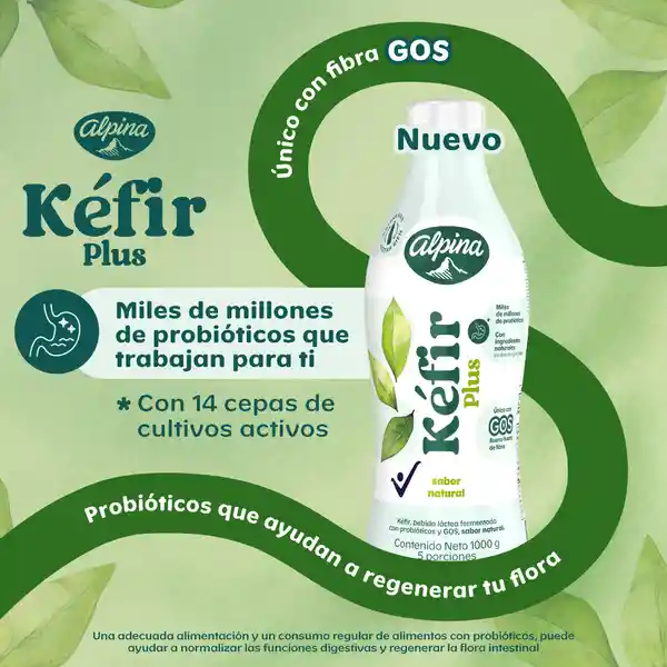Kéfir Bebida Láctea Plus Alpina Sabor Natural 1000 g
