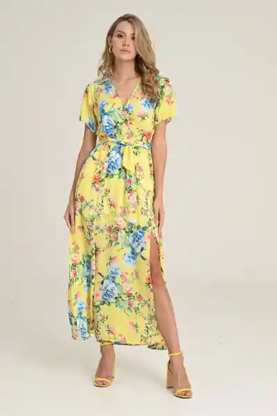 Vestido Primavera Color Amarillo Brillante Talla M Ragged