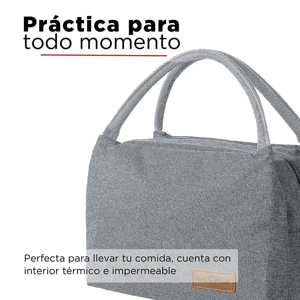 Miniso Lonchera de Color Sólido de Gran Capacidad Gris