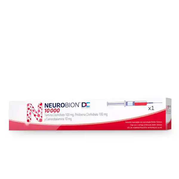 Neurobión DC Doble Camera 10000 Vitaminas Del Complejo B con Vitamina B1 Vitamina B6 y Vitamina B12 1 Jeringa Prellenada