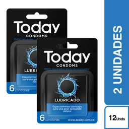 Pack x 12  Today Condón Lubricado - 2 Cajas de 6 Unidades